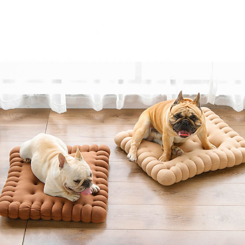 Cama de cachorro acolchoada de biscoito