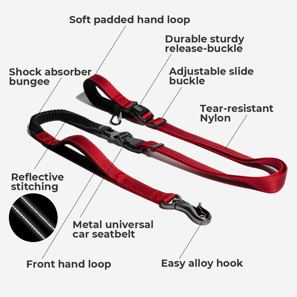 Multifunction Hands Free Dog Leash With Safety Seat Belt